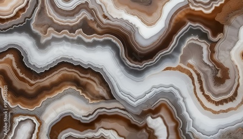 Wallpaper Mural Abstract agate stone pattern with wavy lines in brown, white, and gray tones for decorative background
 Torontodigital.ca