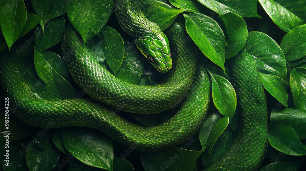 background of green tree snake coils, high detail background of green tree snake coils, high detail