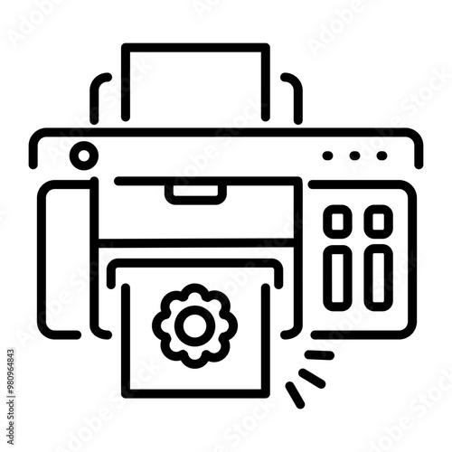 A line icon of inkjet printer 