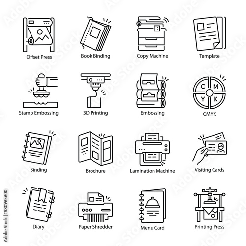Set of Linear Style Printing Service Icons 


