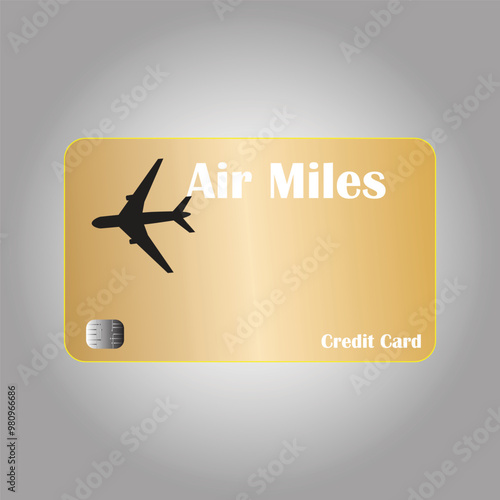 Golden air miles rewards credit card with text and silhouette of a plane