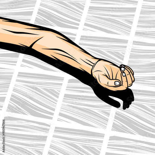 human right hand lying on the floor vector illustration