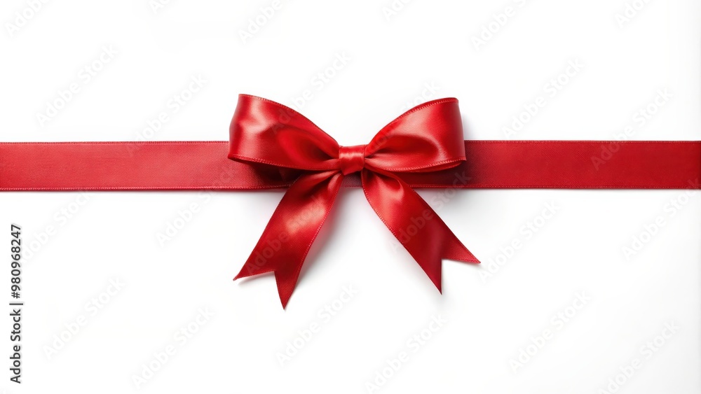 Red ribbon on white background, red, ribbon, bow, decoration, gift, shiny, satin, holiday, festive, celebration, elegant Red ribbon on white background, red, ribbon, bow, decoration, gift, shiny, satin, holiday, festive, celebration, elegant