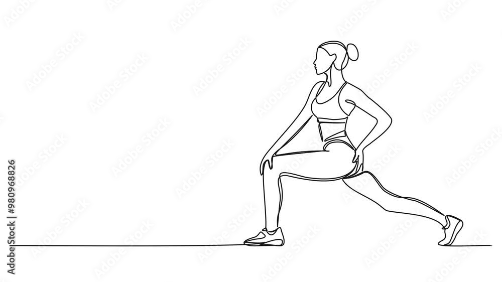 animated continuous single line drawing of female athlete stretching, line art animation animated continuous single line drawing of female athlete stretching, line art animation