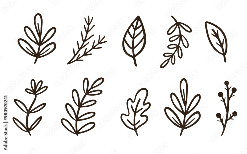 Cozy Autumn Leaves Doodle Sketch Fall Collection Cozy Autumn Leaves Doodle Sketch Fall Collection
