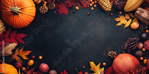 Warm Thanksgiving Background with Leaves and Pumpkins for Festive Design