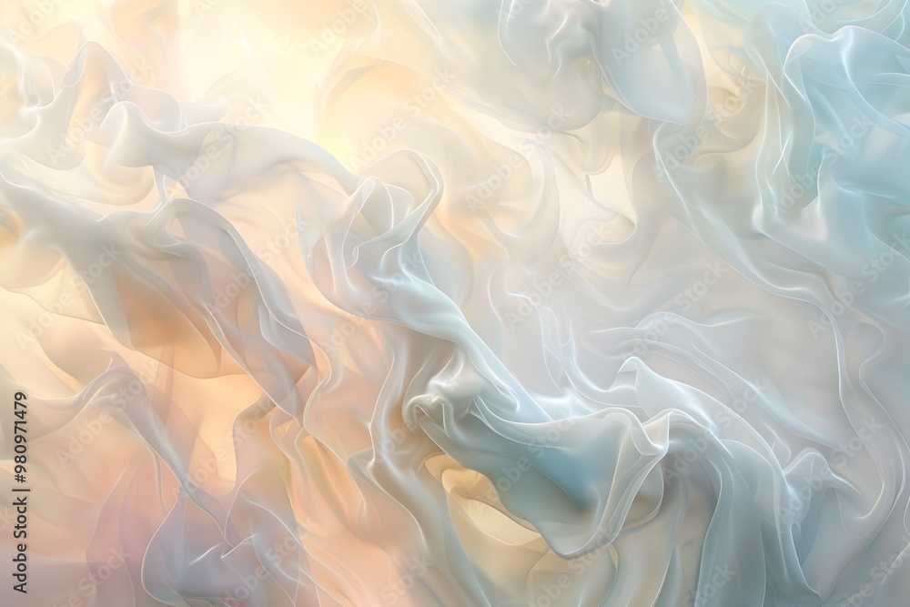 Obraz premium Ethereal Digital Art with Dreamlike Amorphous Forms and Pastel Gradients
