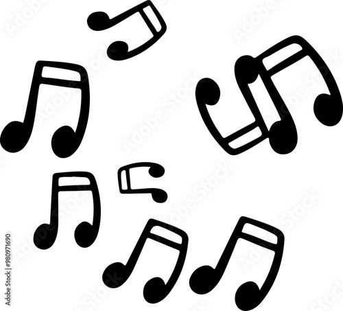music notes silhouettes vector. song tunes. melody