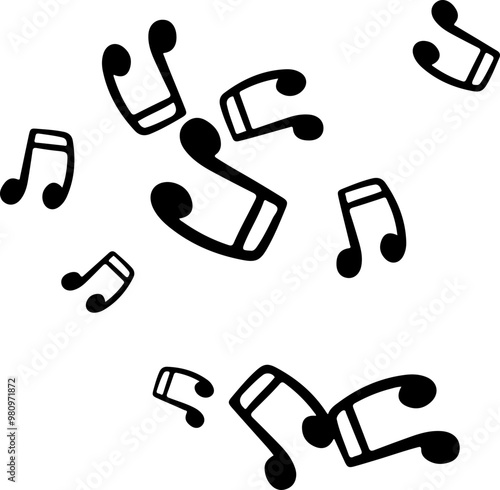 music notes silhouettes vector. song tunes. melody