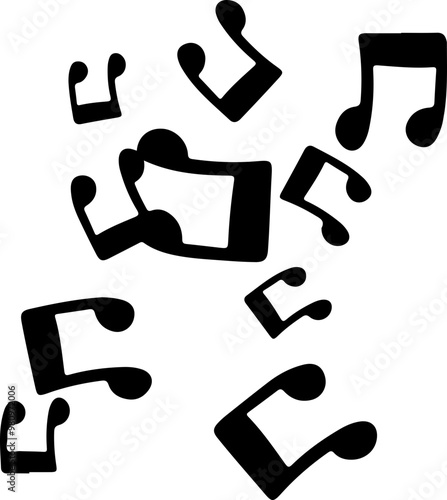 music notes silhouettes vector. song tunes. melody
