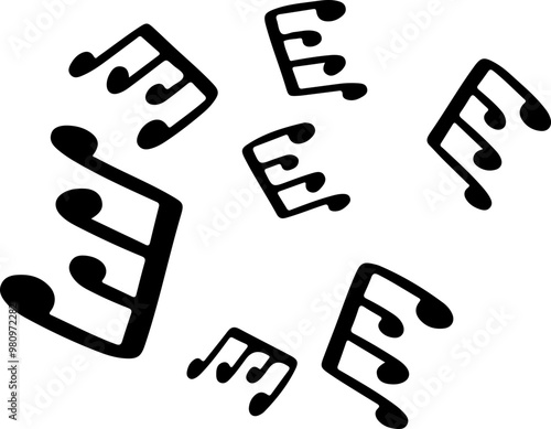 music notes silhouettes vector. song tunes. melody