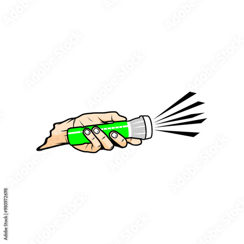 left hand illuminates using a flashlight vector illustration