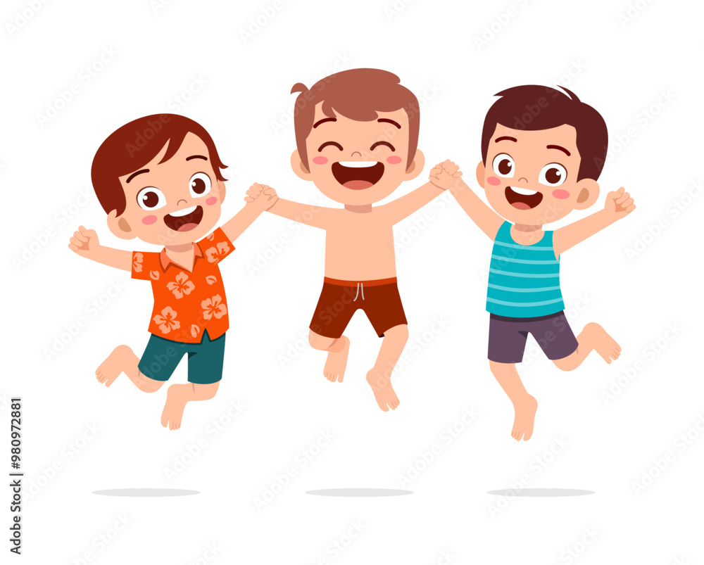 little kid jump and holding hand with friend little kid jump and holding hand with friend