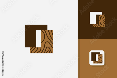 i letter wood logo design vector template