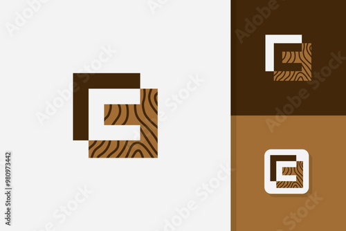 c letter wood logo design vector template