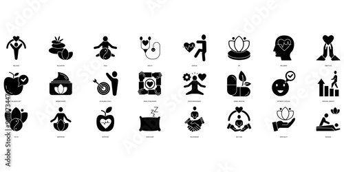 Wellness icons set. Set of editable stroke icons.Set of Wellness