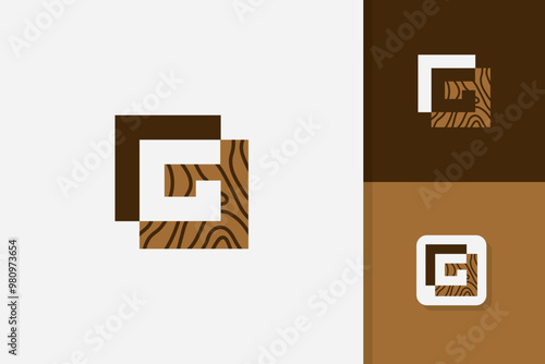 g letter wood logo design vector template