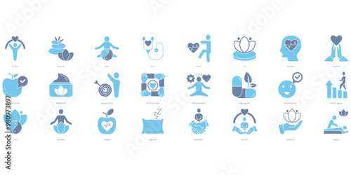 Wellness icons set. Set of editable stroke icons.Set of Wellness