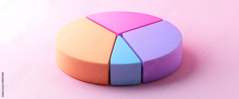 3D rendering pie chart, vivid striking colors, smooth edges, glossy texture, placed on a pastel background for clean, futuristic data visualization. 3D rendering pie chart, vivid striking colors, smooth edges, glossy texture, placed on a pastel background for clean, futuristic data visualization.