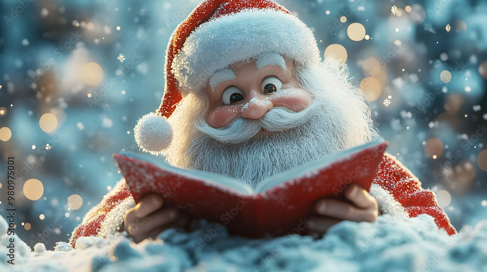 3D Santa Checking His List Concept with Soft Bokeh Background � Thoughtful Expression Highlighted in Iconic Isolated Design 3D Santa Checking His List Concept with Soft Bokeh Background � Thoughtful Expression Highlighted in Iconic Isolated Design