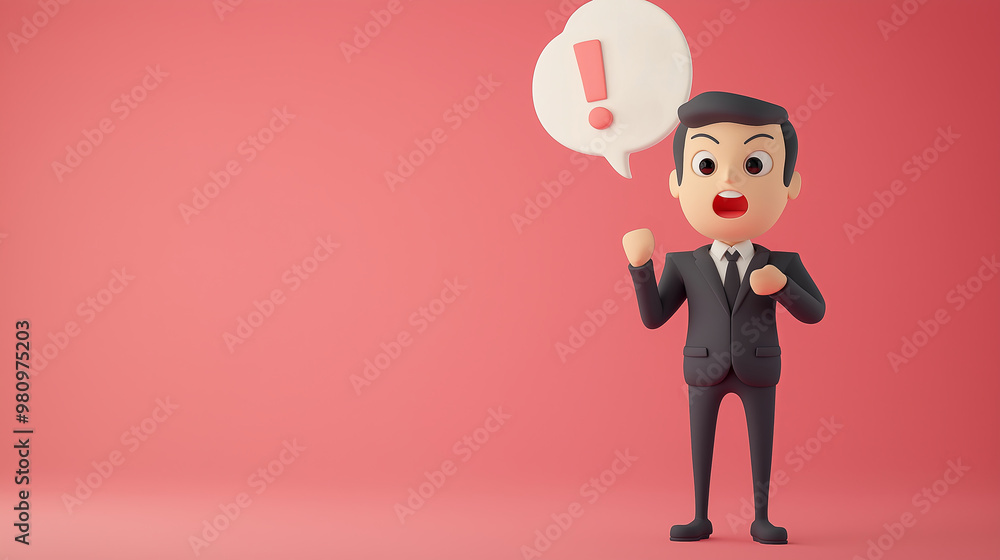 Businessman with Exclamation Mark Speech Bubble Businessman with Exclamation Mark Speech Bubble
