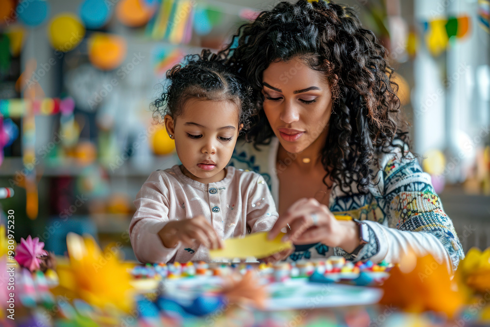 a mother and her child crafting handmade gifts for Mother’s Day a mother and her child crafting handmade gifts for Mother’s Day