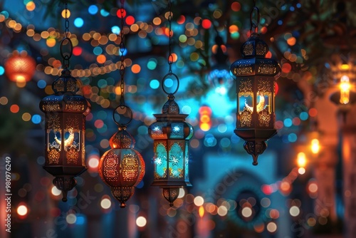 traditional Ramadan lanterns (Fanoos) and decorations photo