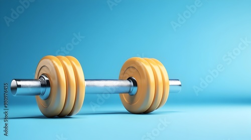 Dumbbell In Geometric Negative Space With High Key Lighting For Minimalist Aesthetic Photo