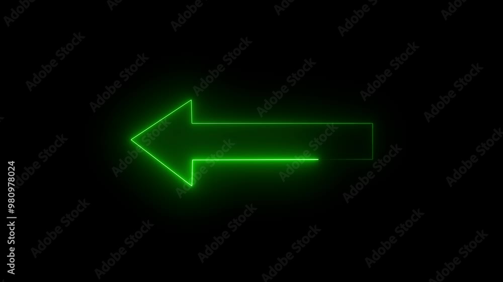Animation of glowing neon Directional arrow animation . green color left arrow on a black background. Animation of glowing neon Directional arrow animation . green color left arrow on a black background.