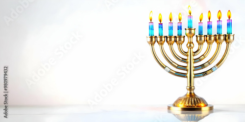 3D Glossy Laptop with Holographic Star of David & Hanukkah Gelt - Modern Festive Design, Ideal for Promotional Material, Isolated on White Background