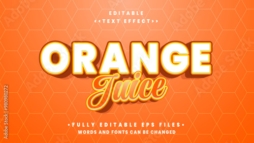 editable 3d orange juice text effect.typhography logo