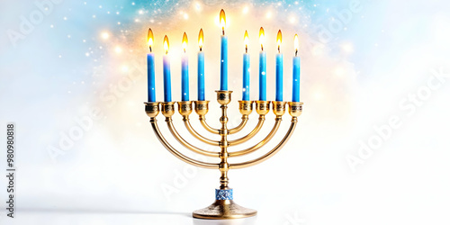 Vibrant Flat Glowing Hanukkah Candles with Neon Sparks - Dynamic Abstract Art for Holiday Ecommerce Promotions