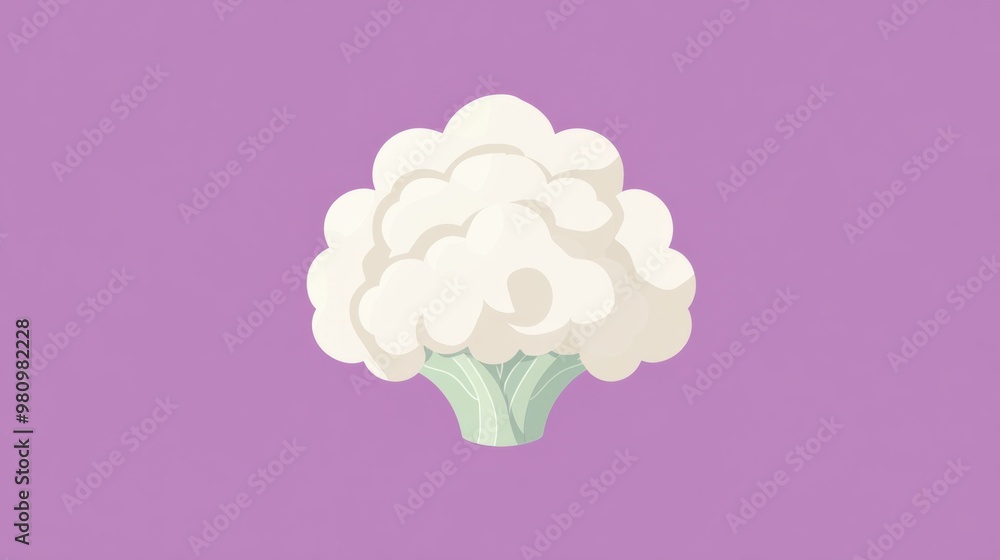 A bright, simple cauliflower icon on a pastel lavender background, celebrating healthy vegetable options. A bright, simple cauliflower icon on a pastel lavender background, celebrating healthy vegetable options.