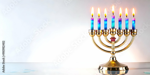 3D Glossy Laptop with Holographic Star of David & Hanukkah Gelt - Modern Festive Design Ideal for Promotional Use