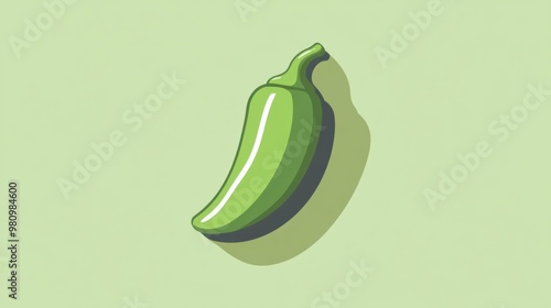 A cute flat jalap icon on a soft pastel green background, adding a spicy touch to healthy food visuals. photo