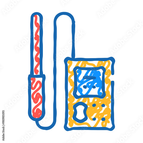 electromagnetic field detector measuring equipment doodle icon sketch vector. electromagnetic field detector measuring equipment sign. isolated symbol illustration
