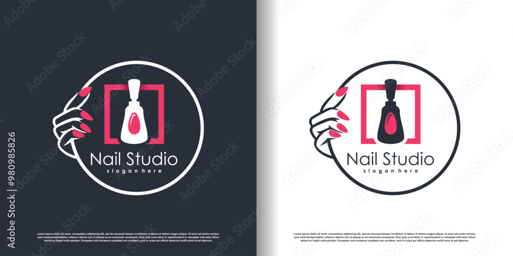 Nail logo design template with creative abstract style Premium Vector Nail logo design template with creative abstract style Premium Vector