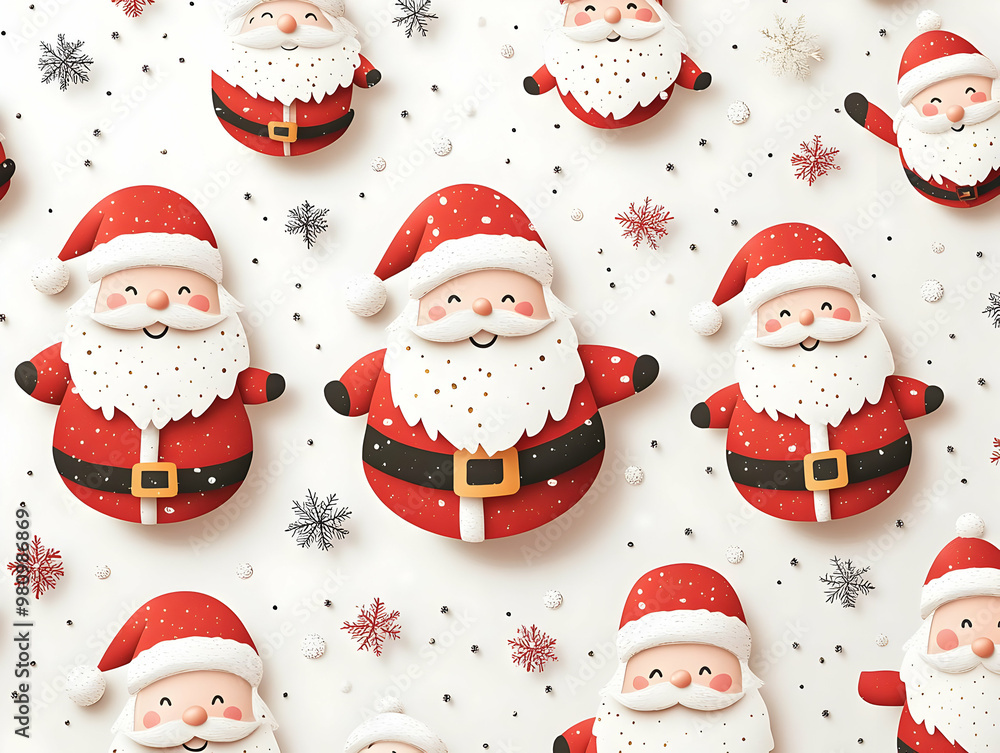 Seamless Flat Vector Illustration of Santa Creating Recycled Paper Decorations - Vibrant Cartoon Style with Space for Text Overlays Seamless Flat Vector Illustration of Santa Creating Recycled Paper Decorations - Vibrant Cartoon Style with Space for Text Overlays