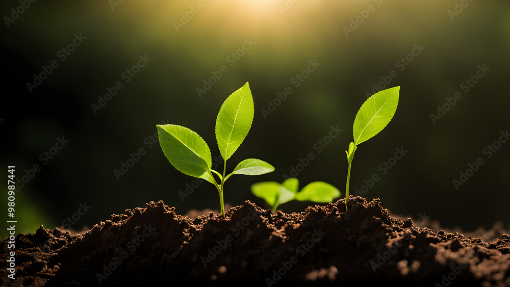 Planting baby tree in the ground Planting baby tree in the ground