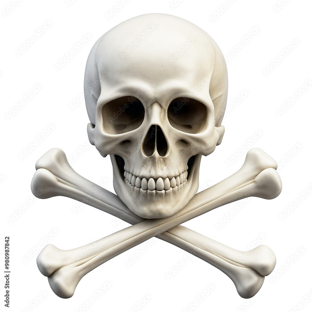 Obraz premium A white skull with crossbones, symbolizing danger or poison. Transparent background