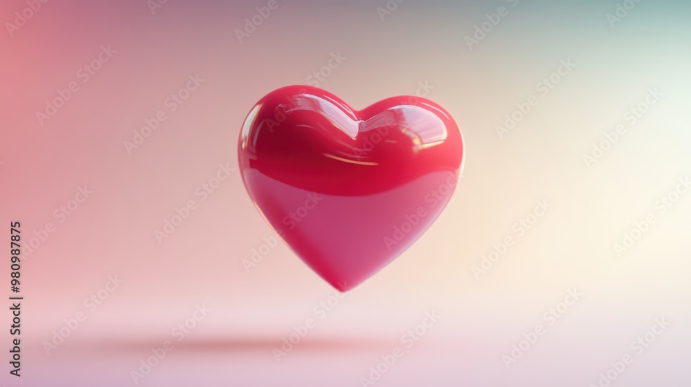 Matte floating heart, minimalist aesthetic, soft lighting, 3D illustration Matte floating heart, minimalist aesthetic, soft lighting, 3D illustration