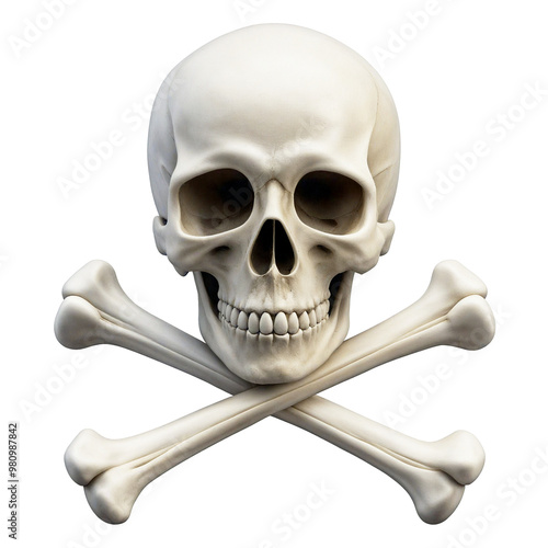 A white skull with crossbones, symbolizing danger or poison. Transparent background