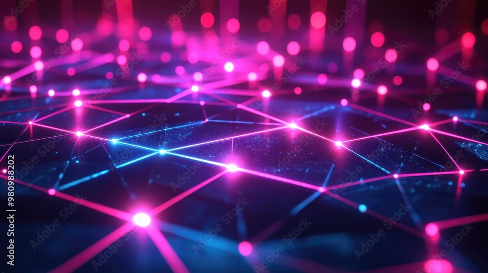 Abstract Neon Lights Network Connection Background Abstract Neon Lights Network Connection Background