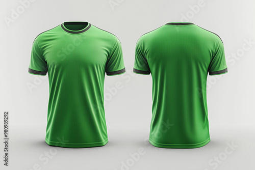 green jersey template for team club, jersey sport, front and back, Tshirt mockup sports jersey template design for football soccer, racing, gaming, sports jersey photo