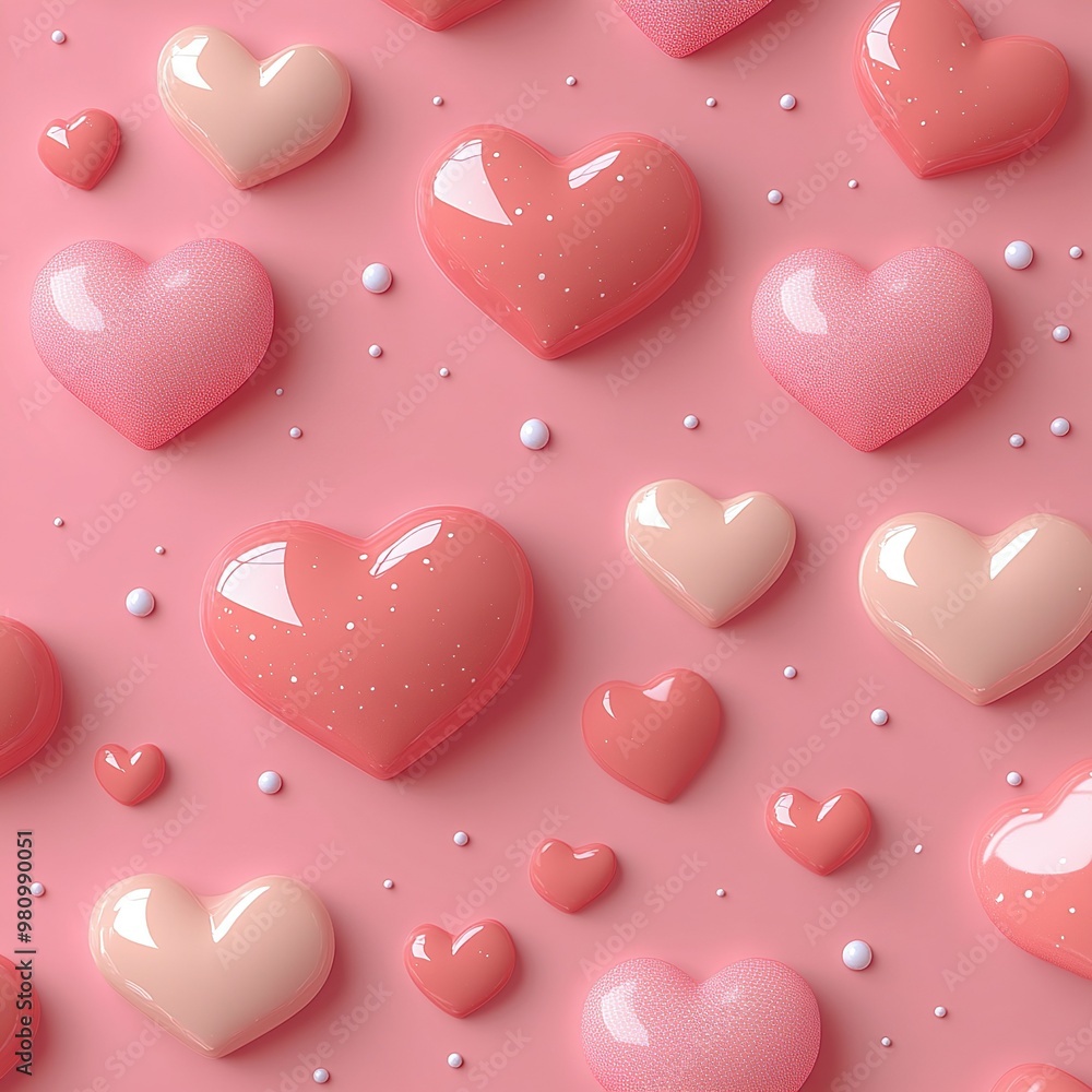 Cute 3D pink heart perfect for romantic and seamless decor background Cute 3D pink heart perfect for romantic and seamless decor background