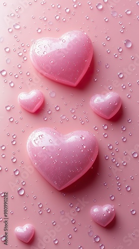 Lovely 3D pink heart wallpaper with a romantic and seamless pattern background
