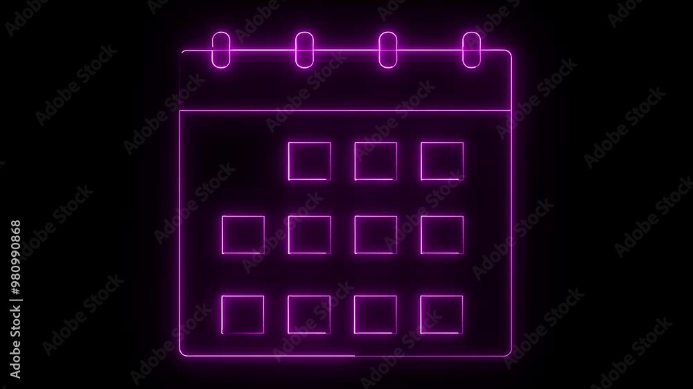 glowing neon pink color calendar date animation icon day routine schedule deadline planner animated sign symbol on black background glowing neon pink color calendar date animation icon day routine schedule deadline planner animated sign symbol on black background