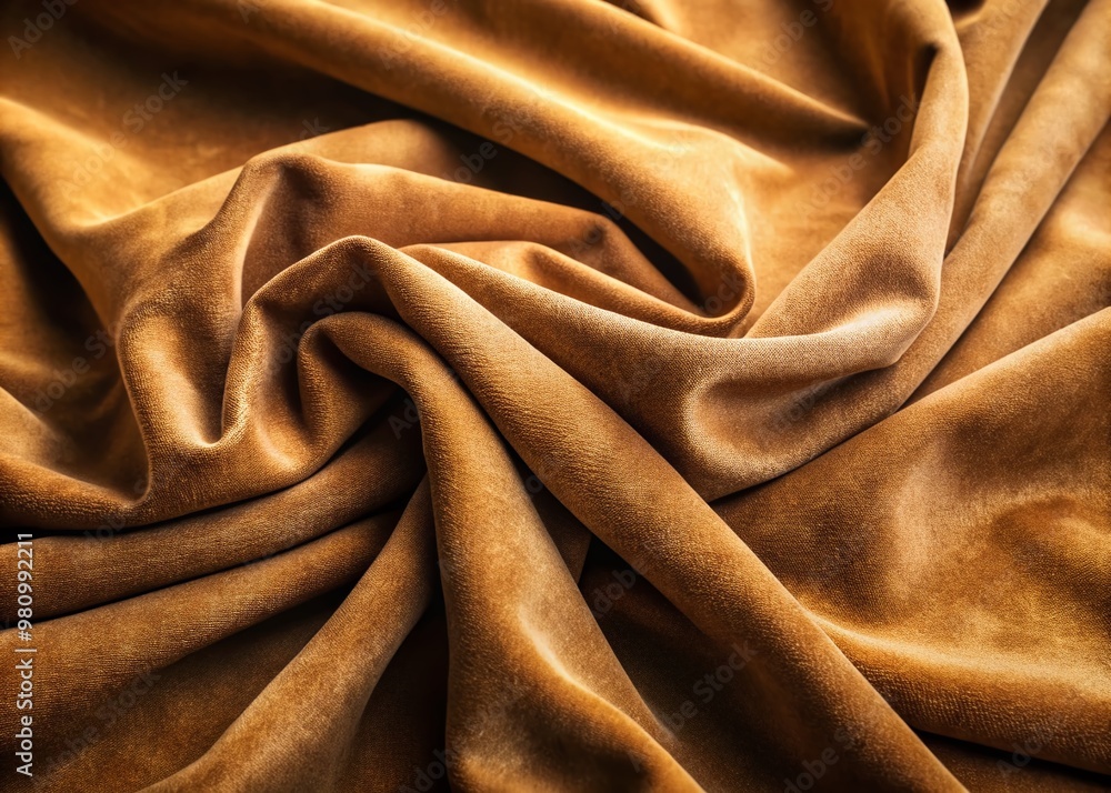Soft, velvety suede fabric with intricate nap and subtle sheen, showcasing gentle folds and creases in a warm,