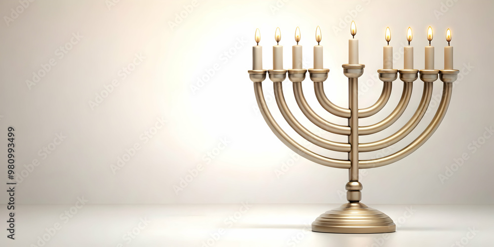 Fototapeta premium 3D Plain Beige Background with Subtle Embossed Hanukkah Candles and Ample Copy Space for Text - Warm Minimalist Aesthetic