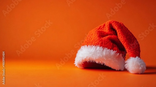 Cappello di Babbo Natale su sfondo arancione
Ampio spazio per messaggi e auguri personalizzati photo